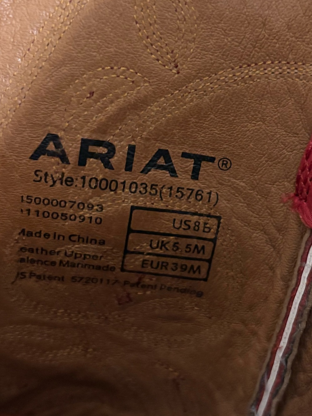 Ariat Cherry Red Leather Heritage Western R-Toe Floral Embroidered Cowboy Boots - Picture 6 of 7